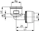 TECE Winkelübergangsmuffe mit verschiedenen Anschlüssen. Diagramm zeigt Maße und Formen des Produkts, verwendet in Installationen der Sanitärtechnik.
